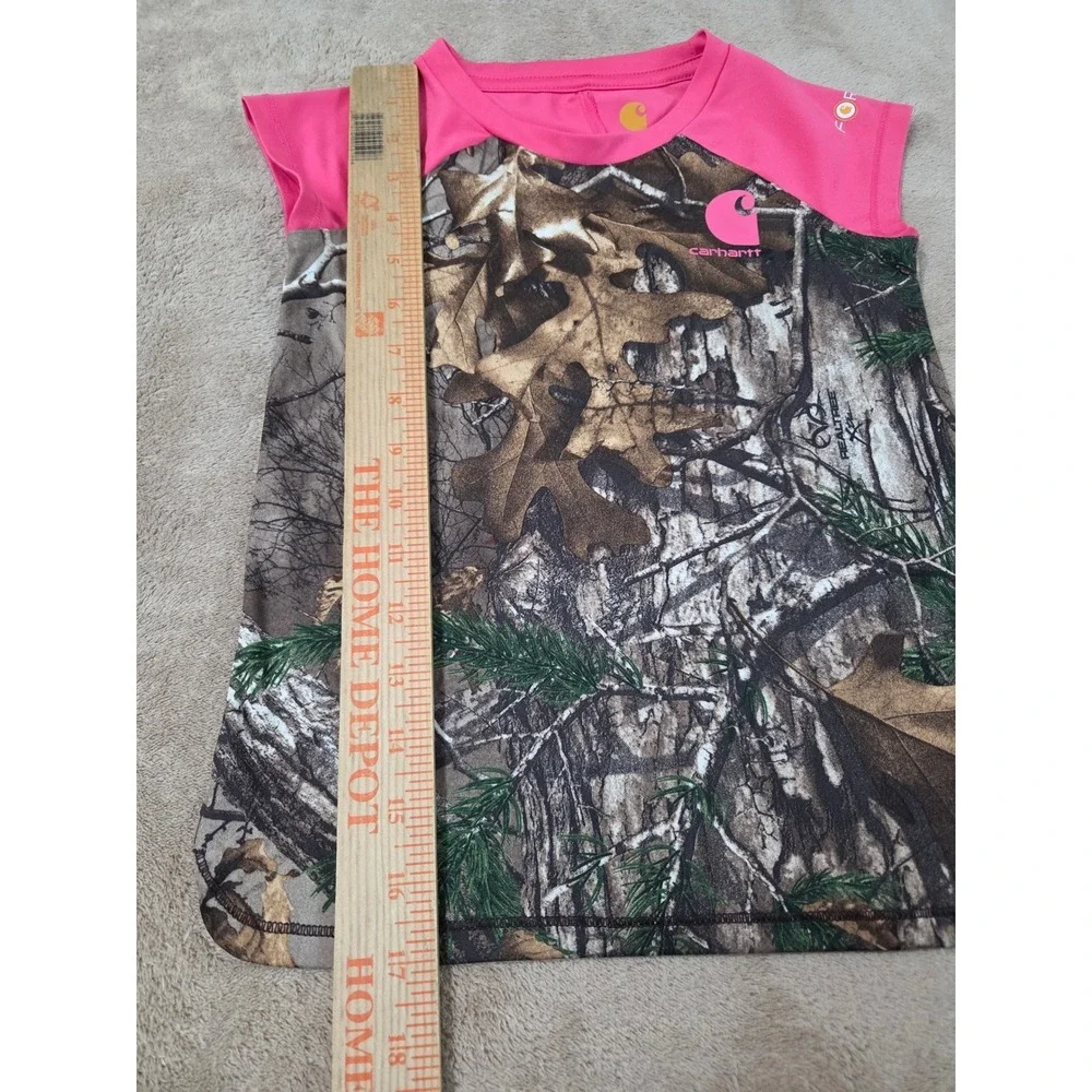 Carhartt Shirt Girls size 5 pink Realtree Camo Force Tank Performance S/S EUC